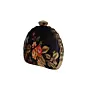 Women Black Flower Printed D-shape Clutch
