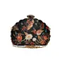 Women Black Bird Island Printed D-shape Clutch