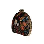 Women Black Bird Island Printed D-shape Clutch