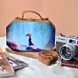 Woman Picturesque Girl With Umbrella Print Clutch