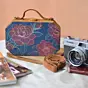 Woman Teal Blue Rose Printed Clutch