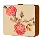 Women Red Flower Design Printed MDF Clutch