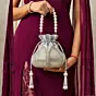 Woman Royal Silver Pearl Potli