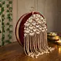 Woman Elegant Floral Pearl Handcrafted Embroidered Round Clutch