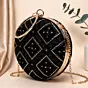 Woman Black Embroidery Round Party Clutch