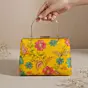 Women Mustard Yellow Floral Embroidered Clutch