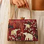 Women Crimson Elephant Garden Embroidered Clutch