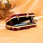 Woman Royal Wine Goldwork Blossom Clutch