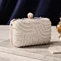 Women White Pearl Beaded Evening Clutch