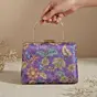 Women Lavender Floral Embroidered Clutch