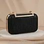 Women Black Shimmery Fabric Clutch