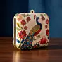 Women Biege Based Peacock Printed Clutch