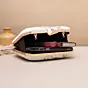 Woman Ivory Floral Gold Embroidered Clutch
