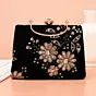 Women Black Base Floral Sequins Embroidery Ethnic Clutch