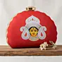 Women Red Durga Face Printed D-Shape Clutch