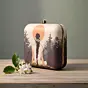 Women Beige Based Girl Portrait Printed Clutch