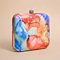 Women Rainbow Colored Printed Clutch