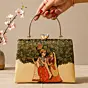 Woman Printed Radha Krishna Divine Art Clutch with Hand Embroidery
