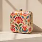 Women Beige Based Floral Printed Clutch