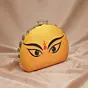 Women Durga Eyes Yellow Printed D-Shape Clutch