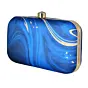Woman Blue-Golden Resin Print Clutch