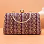 Woman Wine Based White And Golden Threadwork Embroidery Clutch