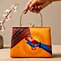 Woman Printed Divine Hands Traditional Art Clutch with Hand Embroidery