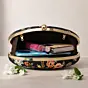 Women Yellow And Red Floral Printed Oval Clutch