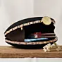 Women Black Girl And Flower Printed Clutch