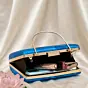 Woman Blue Based Red Saree Women Portrait Printed Clutch