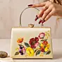 Woman Floral Symphony Pearl Embroidered Clutch