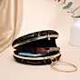 Woman Black Embroidery Round Party Clutch