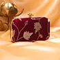 Woman Royal Wine Goldwork Blossom Clutch