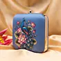 Woman Blue Peacock Printed Clutch
