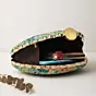Women Green Multipattern Embroidery Moon Shaped Clutch