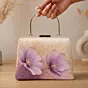 Women Printed Blush Pink Floral Beaded Clutch with Hand Embroidery