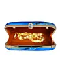 Woman Blue-Golden Resin Print Clutch