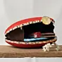 Women Red Durga Face Printed D-Shape Clutch