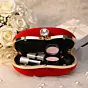 Women Red Velvet Fabric Heart Shape Clutch