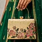 Women Gold Floral Embellished Luxury Clutch Bag