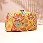 Woman Mustard Yellow Floral Clutch