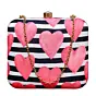 Woman Red Hearts Printed Clutch