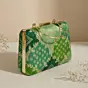 Woman Classic Green Ethnic Embroidered Clutch