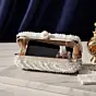 Women White Pearl Beaded Evening Clutch