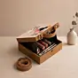 Women Black Bun Woman Printed Suitcase Style
