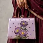 Women Lavender Floral Embroidered Clutch Bag