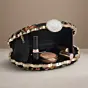 Woman Black Ethnic Floral Embroidered Clutch
