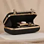 Women Black Shimmery Fabric Clutch