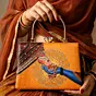 Woman Printed Divine Hands Traditional Art Clutch with Hand Embroidery