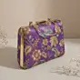 Women Lavender Floral Embroidered Clutch